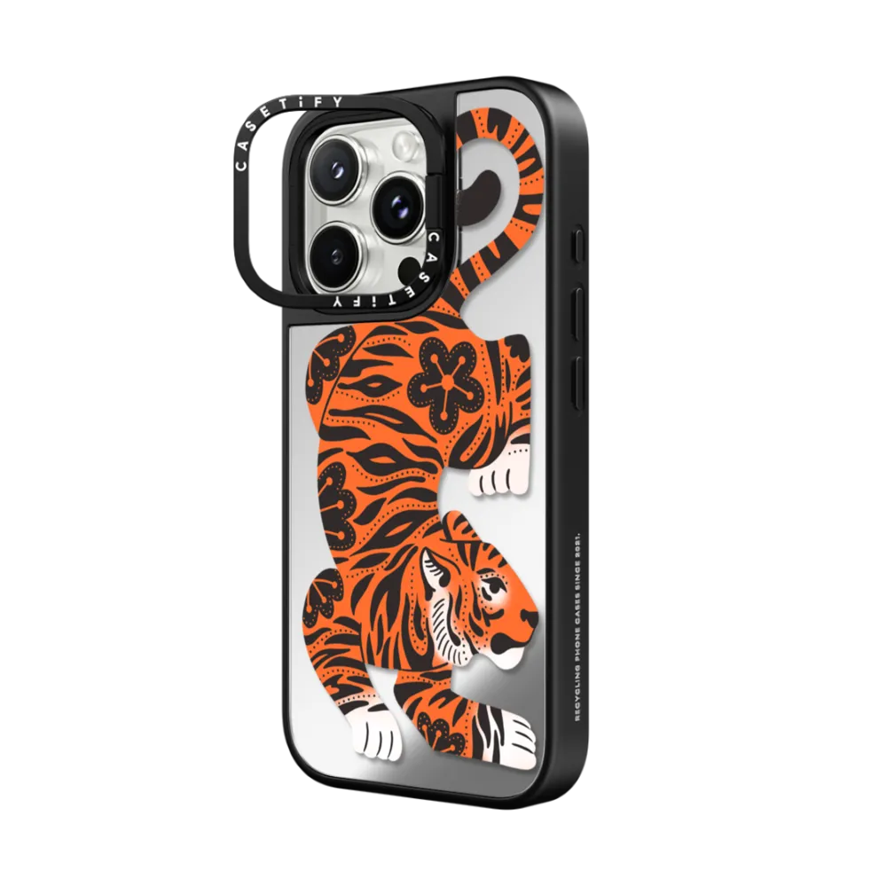Mirror Ring Stand iPhone 16 Pro Max Case MagSafe Compatible - Fierce Tiger