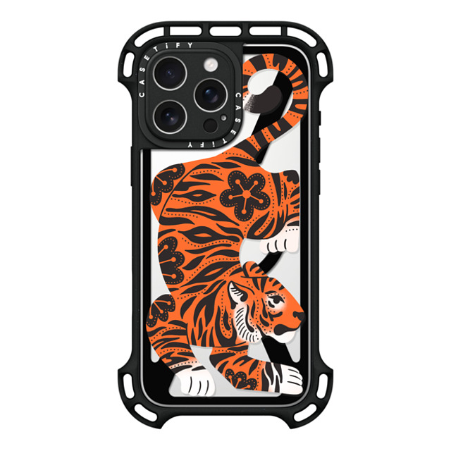 Jess Miller Draws x CASETiFY iPhone 16 Pro Max ケース ブラック ウルトラ バウンスケース MagSafe対応 Fierce Tiger