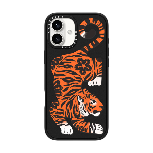 Jess Miller Draws x CASETiFY iPhone 16 Plus ケース マットブラック インパクトケース Fierce Tiger