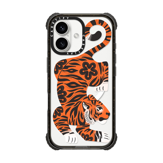 Jess Miller Draws x CASETiFY iPhone 16 ケース ブラック ウルトラ インパクトケース MagSafe 対応 Fierce Tiger