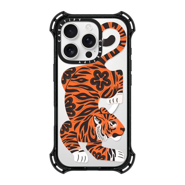 Jess Miller Draws x CASETiFY iPhone 16 Pro ケース ブラック バウンスケース Fierce Tiger
