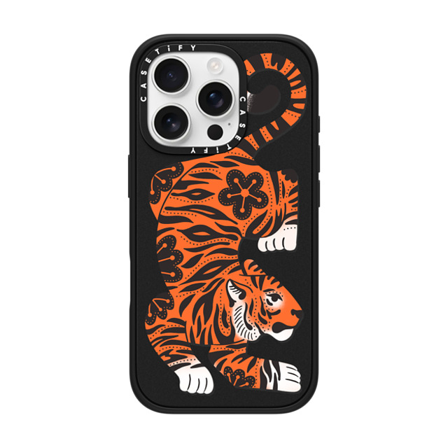 Jess Miller Draws x CASETiFY iPhone 16 Pro ケース マットブラック インパクトケース MagSafe対応 Fierce Tiger