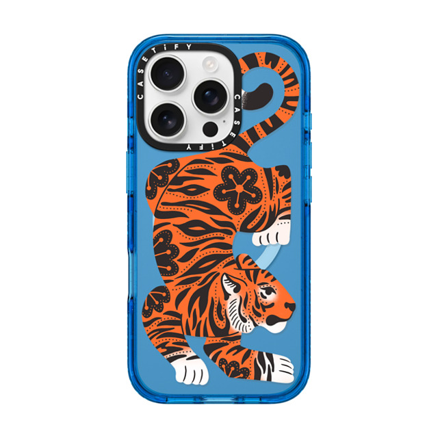 Jess Miller Draws x CASETiFY iPhone 16 Pro Case スカイブルー Impact Case MagSafe Compatible Fierce Tiger Jess Miller Draws x CASETiFY iPhone 16 Pro Case スカイブルー Impact Case MagSafe Compatible Fierce Tiger
