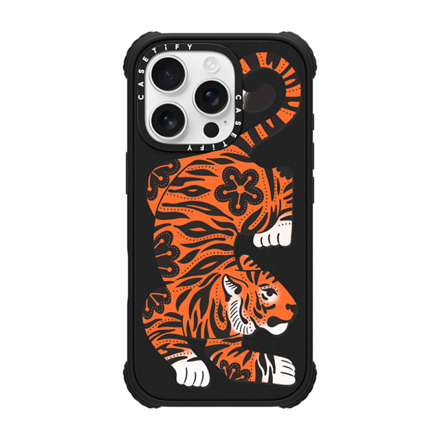 Jess Miller Draws x CASETiFY iPhone 16 Pro ケース マットブラック ウルトラ インパクトケース MagSafe 対応 Fierce Tiger