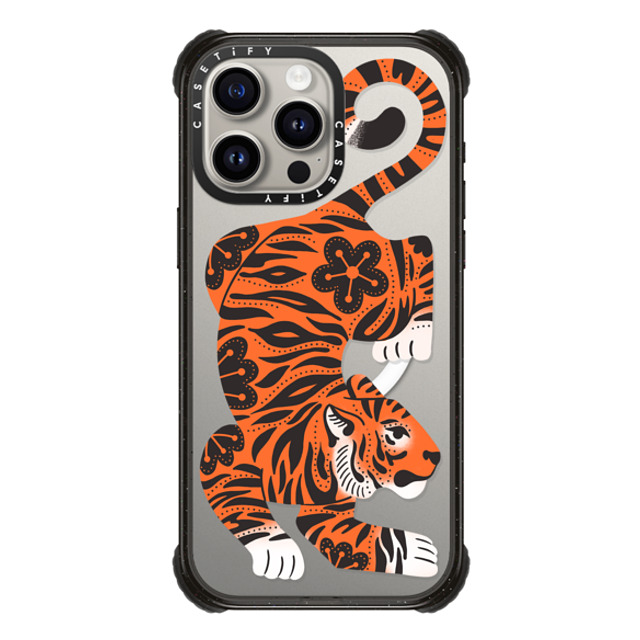 Jess Miller Draws x CASETiFY iPhone 15 Pro Max ケース ブラック ウルトラ インパクトケース MagSafe 対応 Fierce Tiger