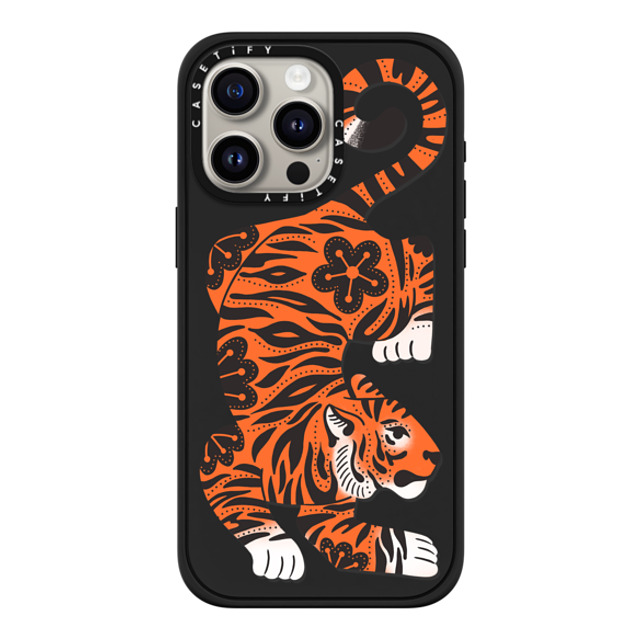 Jess Miller Draws x CASETiFY iPhone 15 Pro Max ケース マットブラック インパクトケース MagSafe対応 Fierce Tiger