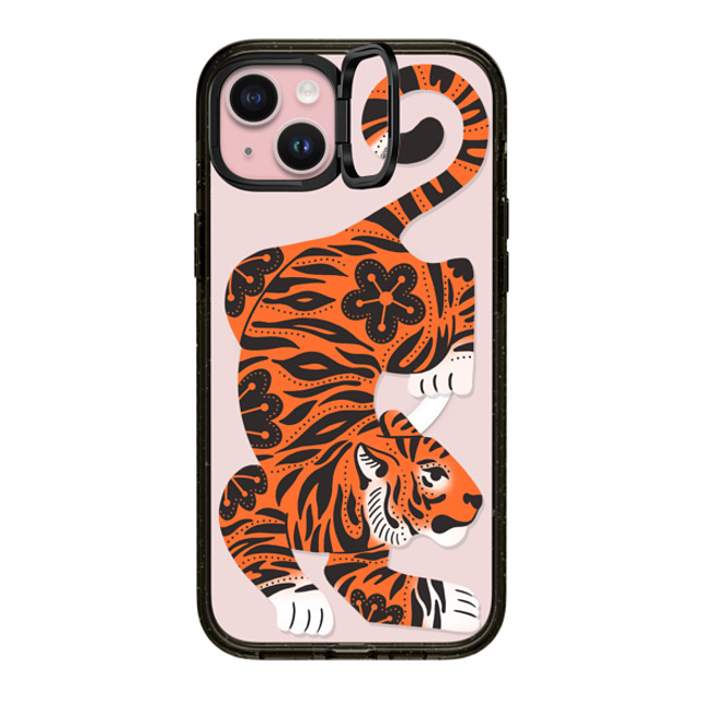 Jess Miller Draws x CASETiFY iPhone 15 Plus ケース Summer,Floral ブラック インパクトリングスタンドケース MagSafe対応 Fierce Tiger Father's Day Jess Miller Draws x CASETiFY iPhone 15 Plus ケース Summer,Floral ブラック インパクトリングスタンドケース MagSafe対応 Fierce Tiger Father's Day