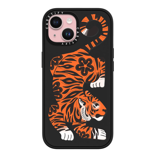 Jess Miller Draws x CASETiFY iPhone 15 ケース マットブラック インパクトケース MagSafe対応 Fierce Tiger