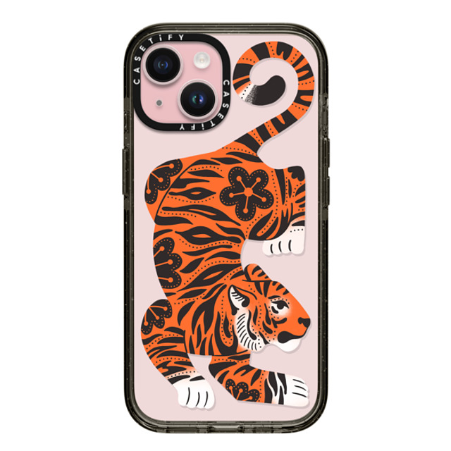 Jess Miller Draws x CASETiFY iPhone 15 ケース ブラック インパクトケース Fierce Tiger