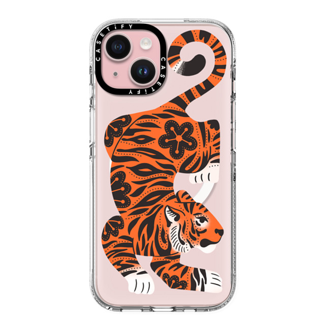 Jess Miller Draws x CASETiFY iPhone 15 ケース クリア クリア ケース MagSafe対応 Fierce Tiger