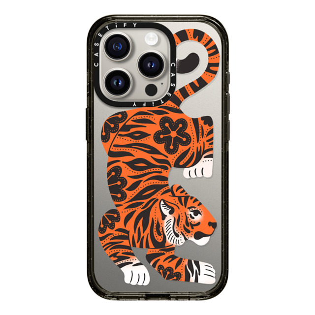 Jess Miller Draws x CASETiFY iPhone 15 Pro ケース ブラック インパクトケース Fierce Tiger