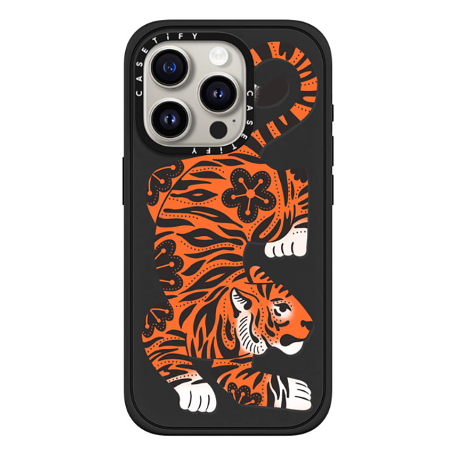 Jess Miller Draws x CASETiFY iPhone 15 Pro ケース マットブラック インパクトケース MagSafe対応 Fierce Tiger