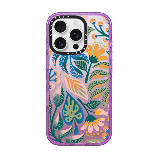 Jess Miller Draws x CASETiFY iPhone 16 Pro Case Glitter Purple Impact Case MagSafe Compatible Tropical Lux Jess Miller Draws x CASETiFY iPhone 16 Pro Case Glitter Purple Impact Case MagSafe Compatible Tropical Lux