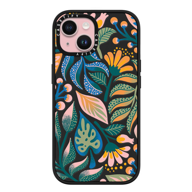 Jess Miller Draws x CASETiFY iPhone 15 ケース マットブラック インパクトケース MagSafe対応 Tropical Lux