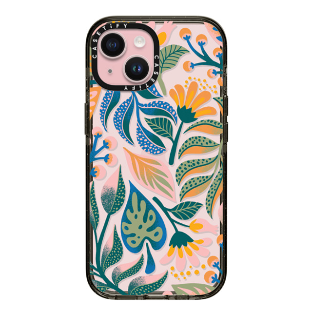 Jess Miller Draws x CASETiFY iPhone 15 ケース ブラック インパクトケース Tropical Lux