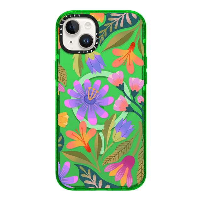 Jess Miller Draws x CASETiFY iPhone 14 Plus Case グリーン Impact Case MagSafe Compatible Tropic Blooms Jess Miller Draws x CASETiFY iPhone 14 Plus Case グリーン Impact Case MagSafe Compatible Tropic Blooms