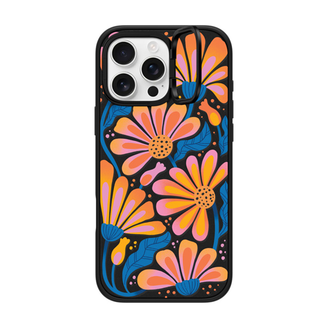 Jess Miller Draws x CASETiFY iPhone 16 Pro Max ケース マットブラック インパクトリングスタンドケース MagSafe対応 Lazy Daisy