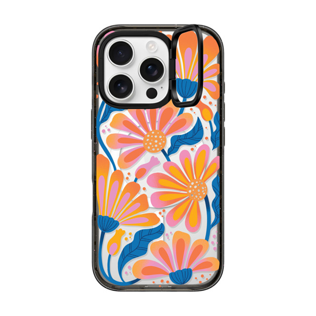 Jess Miller Draws x CASETiFY iPhone 16 Pro ケース ブラック インパクトリングスタンドケース MagSafe対応 Lazy Daisy