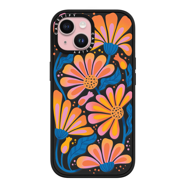 Jess Miller Draws x CASETiFY iPhone 15 ケース マットブラック インパクトケース MagSafe対応 Lazy Daisy