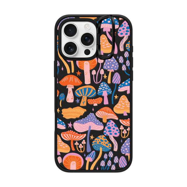 Jess Miller Draws x CASETiFY iPhone 16 Pro Max ケース マットブラック インパクトリングスタンドケース MagSafe対応 Magic Mushrooms