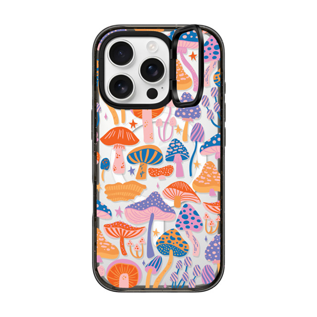 Jess Miller Draws x CASETiFY iPhone 16 Pro ケース ブラック インパクトリングスタンドケース MagSafe対応 Magic Mushrooms