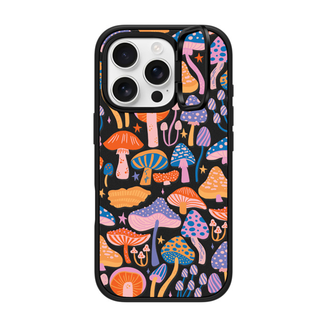 Jess Miller Draws x CASETiFY iPhone 16 Pro ケース マットブラック インパクトリングスタンドケース MagSafe対応 Magic Mushrooms