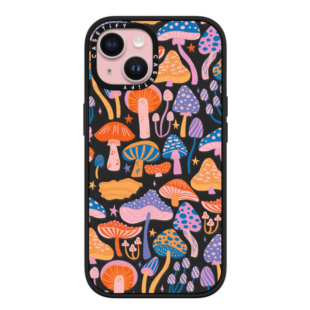 Jess Miller Draws x CASETiFY iPhone 15 ケース マットブラック インパクトケース MagSafe対応 Magic Mushrooms