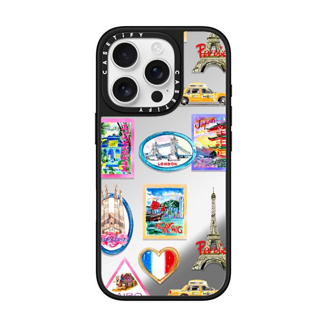 Travel Write Draw x CASETiFY iPhone 16 Pro Case Sticker,Travel Silver on Black ミラーケース MagSafe対応 Vintage Luggage Stickers Father's Day Travel Write Draw x CASETiFY iPhone 16 Pro Case Sticker,Travel Silver on Black ミラーケース MagSafe対応 Vintage Luggage Stickers Father's Day