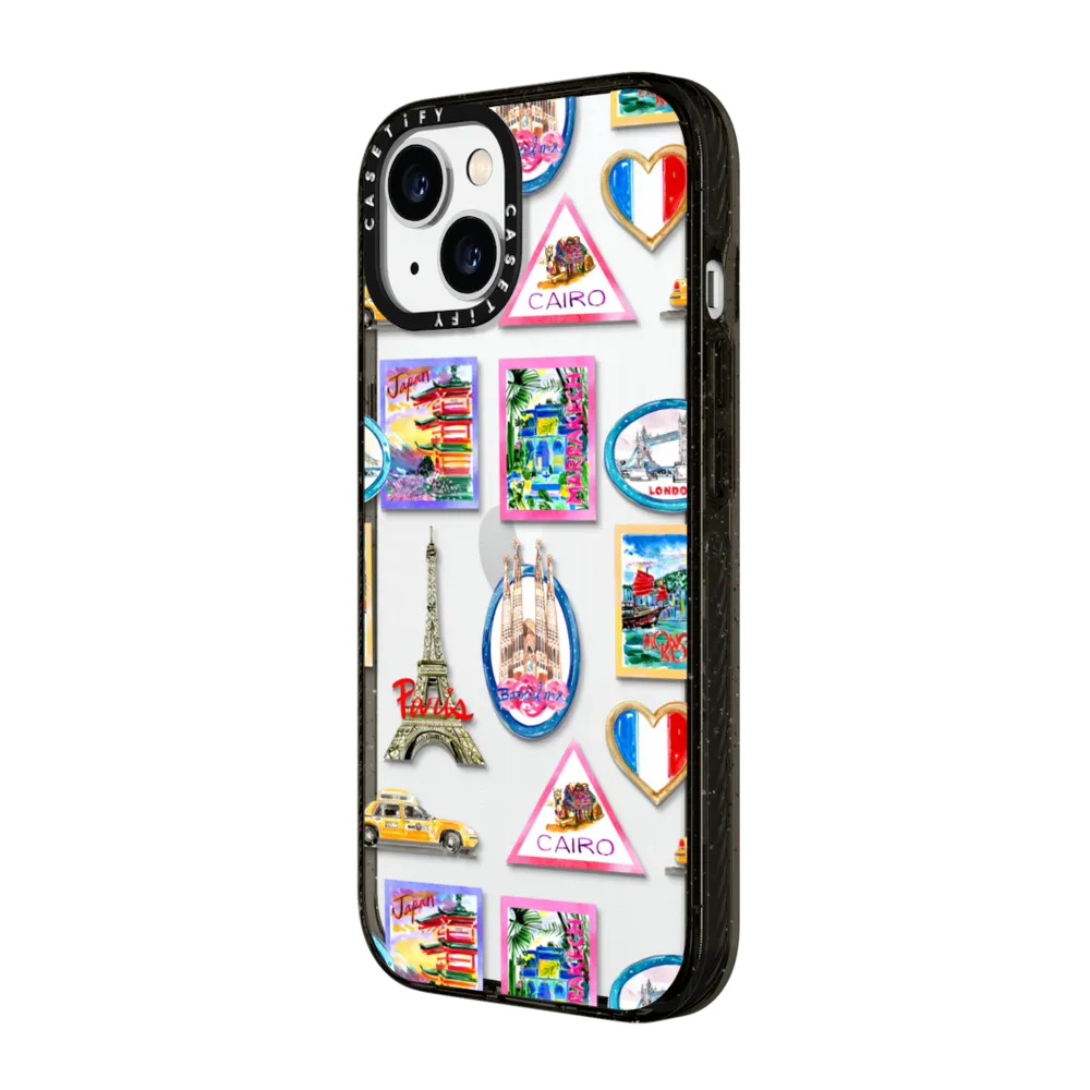 Impact iPhone 15 Case - Vintage Luggage Stickers