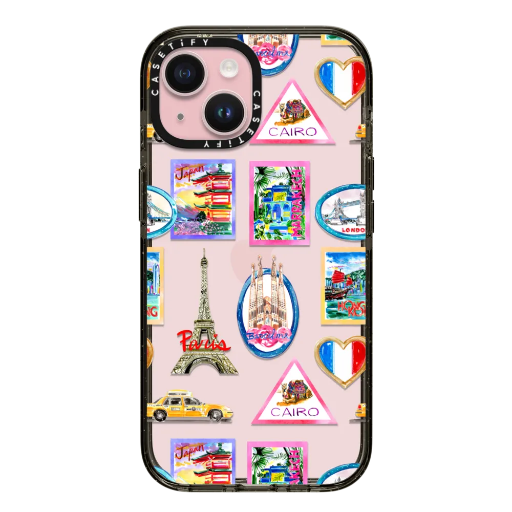 Impact iPhone 15 Case - Vintage Luggage Stickers