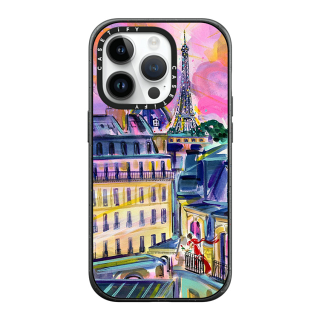 Travel Write Draw x CASETiFY iPhone 14 Pro ケース マットブラック インパクトケース MagSafe対応 La Vie En Rose