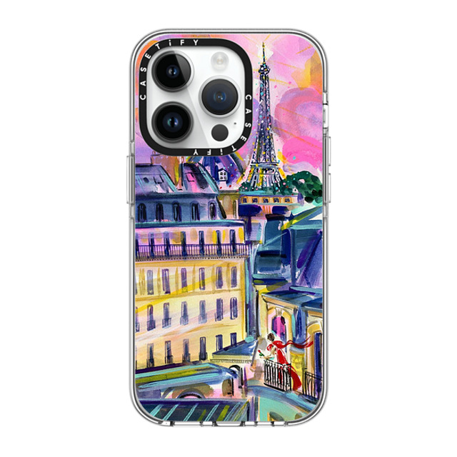 Travel Write Draw x CASETiFY iPhone 14 Pro ケース クリア クリア ケース MagSafe対応 La Vie En Rose