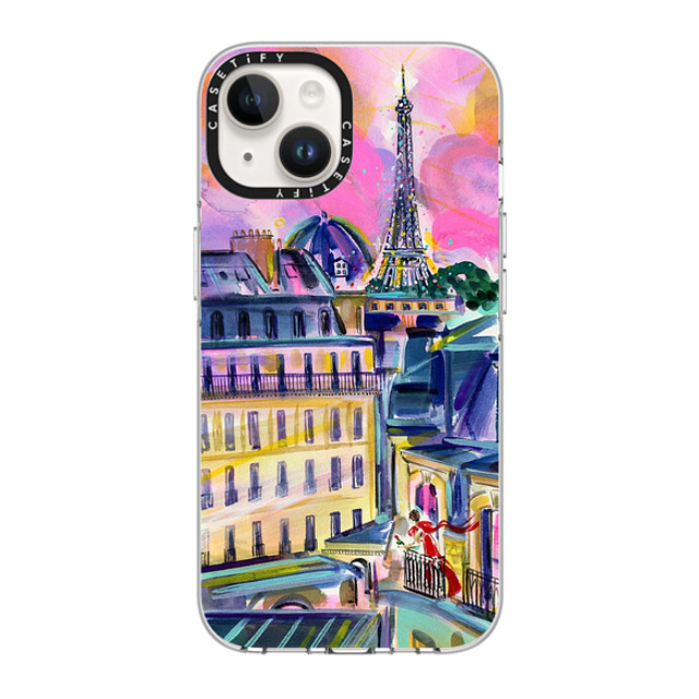 Travel Write Draw x CASETiFY iPhone 14 ケース クリア クリア ケース MagSafe対応 La Vie En Rose