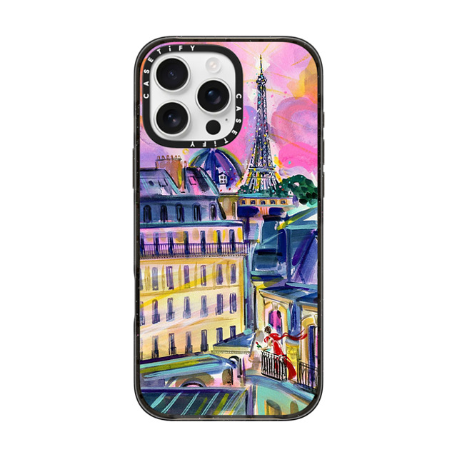 Travel Write Draw x CASETiFY iPhone 16 Pro Max ケース ブラック インパクトケース MagSafe対応 La Vie En Rose