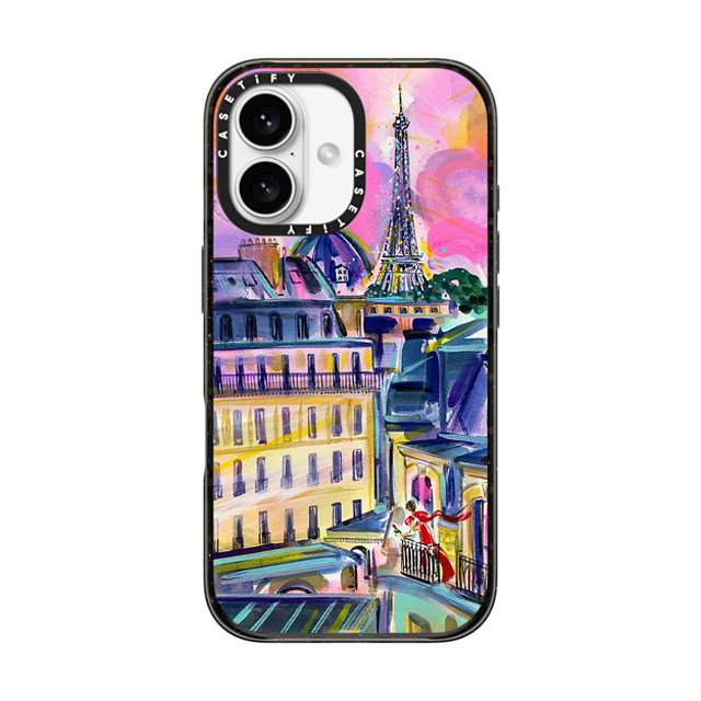 Travel Write Draw x CASETiFY iPhone 16 ケース ブラック インパクトケース MagSafe対応 La Vie En Rose