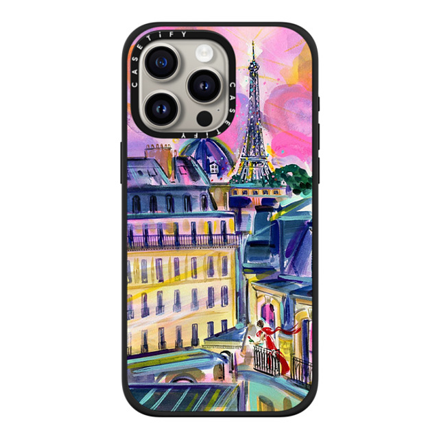 Travel Write Draw x CASETiFY iPhone 15 Pro Max ケース マットブラック インパクトケース MagSafe対応 La Vie En Rose