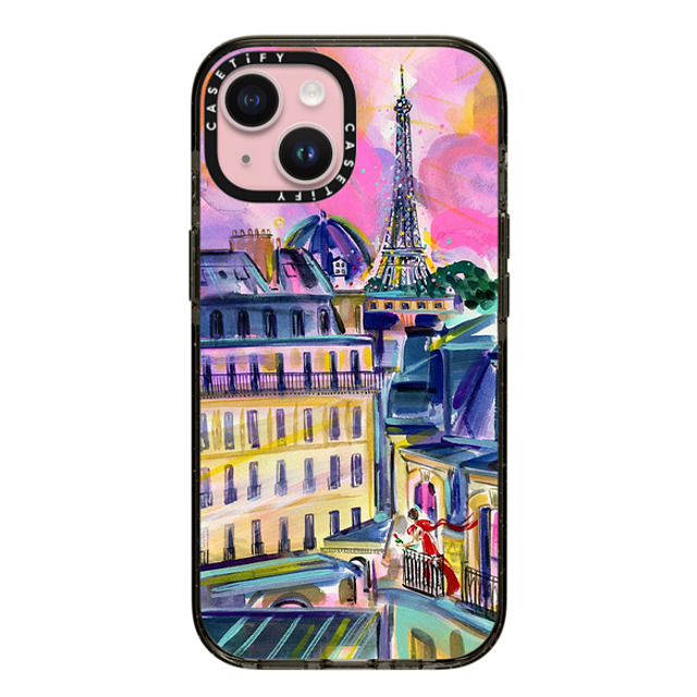 Travel Write Draw x CASETiFY iPhone 15 ケース ブラック インパクトケース La Vie En Rose