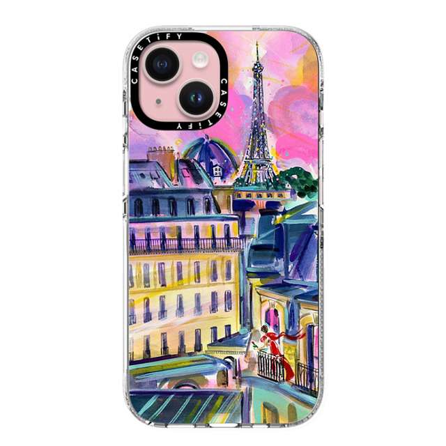 Travel Write Draw x CASETiFY iPhone 15 ケース クリア クリア ケース MagSafe対応 La Vie En Rose