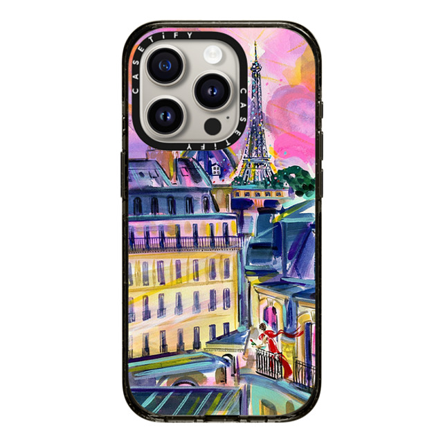 Travel Write Draw x CASETiFY iPhone 15 Pro ケース ブラック インパクトケース La Vie En Rose