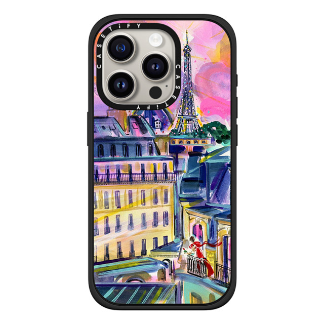 Travel Write Draw x CASETiFY iPhone 15 Pro ケース マットブラック インパクトケース MagSafe対応 La Vie En Rose