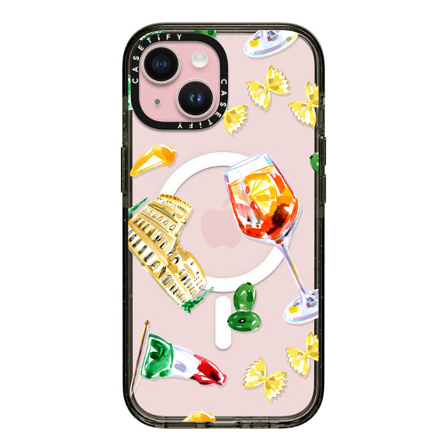 Travel Write Draw x CASETiFY iPhone 15 ケース Food,Travel ブラック インパクトケース MagSafe対応 Roma Aperitivo Back to School Travel Write Draw x CASETiFY iPhone 15 ケース Food,Travel ブラック インパクトケース MagSafe対応 Roma Aperitivo Back to School