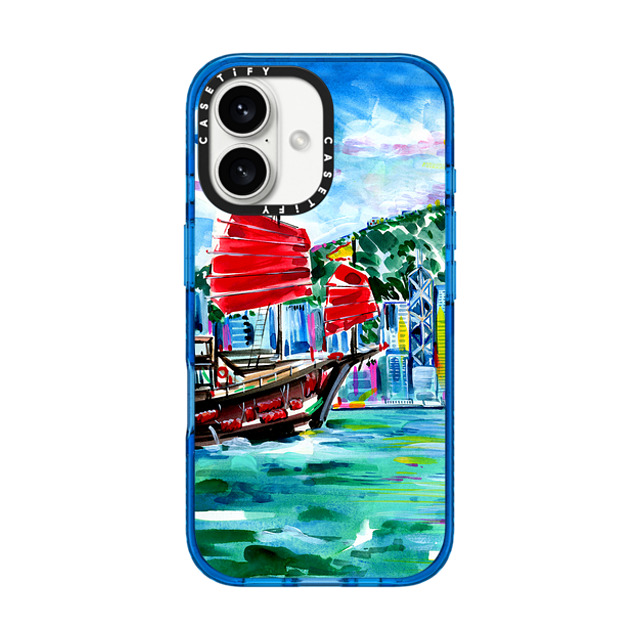 Travel Write Draw x CASETiFY iPhone 16 Case スカイブルー Impact Case MagSafe Compatible Victoria Harbour Hong Kong Travel Write Draw x CASETiFY iPhone 16 Case スカイブルー Impact Case MagSafe Compatible Victoria Harbour Hong Kong