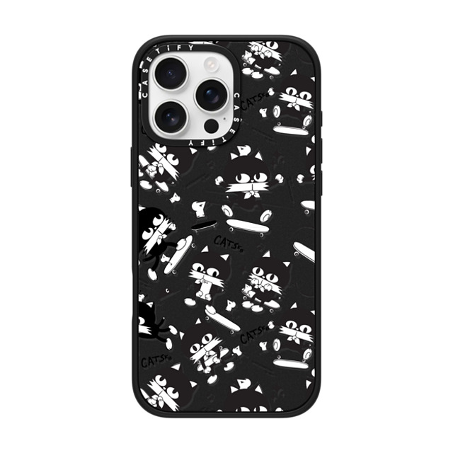 FORLEE BEAN x CASETiFY iPhone 16 Pro Max ケース Cat,Animal マットブラック インパクトケース MagSafe対応 Cat Skateboard Father's Day FORLEE BEAN x CASETiFY iPhone 16 Pro Max ケース Cat,Animal マットブラック インパクトケース MagSafe対応 Cat Skateboard Father's Day