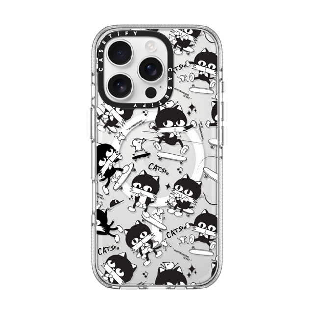 FORLEE BEAN x CASETiFY iPhone 16 Pro ケース Cat,Animal クリア クリア ケース MagSafe対応 Cat Skateboard Father's Day FORLEE BEAN x CASETiFY iPhone 16 Pro ケース Cat,Animal クリア クリア ケース MagSafe対応 Cat Skateboard Father's Day