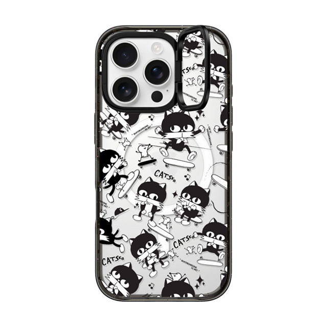 FORLEE BEAN x CASETiFY iPhone 16 Pro ケース Cat,Animal ブラック インパクトリングスタンドケース MagSafe対応 Cat Skateboard Father's Day FORLEE BEAN x CASETiFY iPhone 16 Pro ケース Cat,Animal ブラック インパクトリングスタンドケース MagSafe対応 Cat Skateboard Father's Day