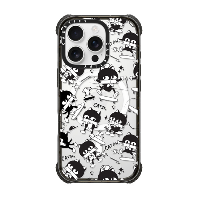 FORLEE BEAN x CASETiFY iPhone 16 Pro ケース Cat,Animal ブラック ウルトラ インパクトケース MagSafe 対応 Cat Skateboard Father's Day FORLEE BEAN x CASETiFY iPhone 16 Pro ケース Cat,Animal ブラック ウルトラ インパクトケース MagSafe 対応 Cat Skateboard Father's Day