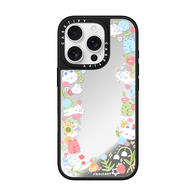 Smoleart x CASETiFY iPhone 16 Pro ケース Bunny,Cartoon Silver on Black ミラーケース MagSafe対応 FUN BUNS Back to School Smoleart x CASETiFY iPhone 16 Pro ケース Bunny,Cartoon Silver on Black ミラーケース MagSafe対応 FUN BUNS Back to School