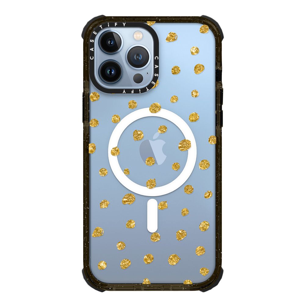 MagSafe Compatible Ultra Impact iPhone 13 Pro Max Case - Finger Gold Dots