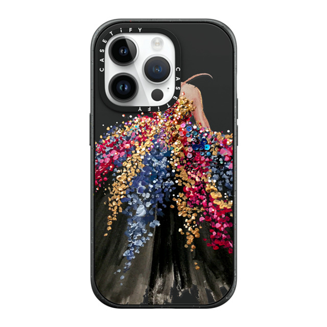 designlovefest x CASETiFY iPhone 14 Pro ケース マットブラック インパクトケース MagSafe対応 Blooming Gown