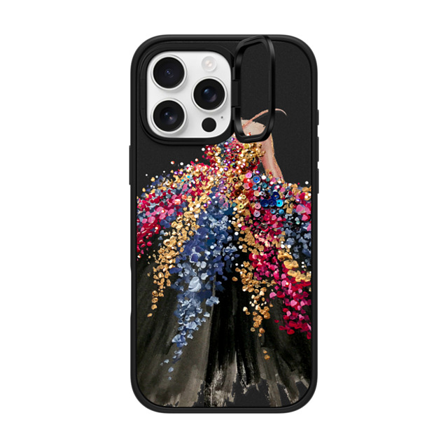 designlovefest x CASETiFY iPhone 16 Pro Max ケース マットブラック インパクトリングスタンドケース MagSafe対応 Blooming Gown